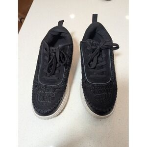 Dream Pairs Tweed Platform Sneakers Womens 9.5 Black Excellent SDFN2379W Chunky